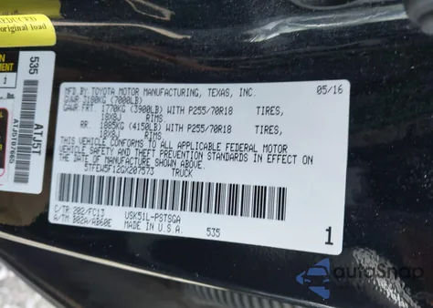 2016 Toyota Tundra Sr5 5.7L V8 from USA, damaged, VIN 5TFEW5F12GX207573